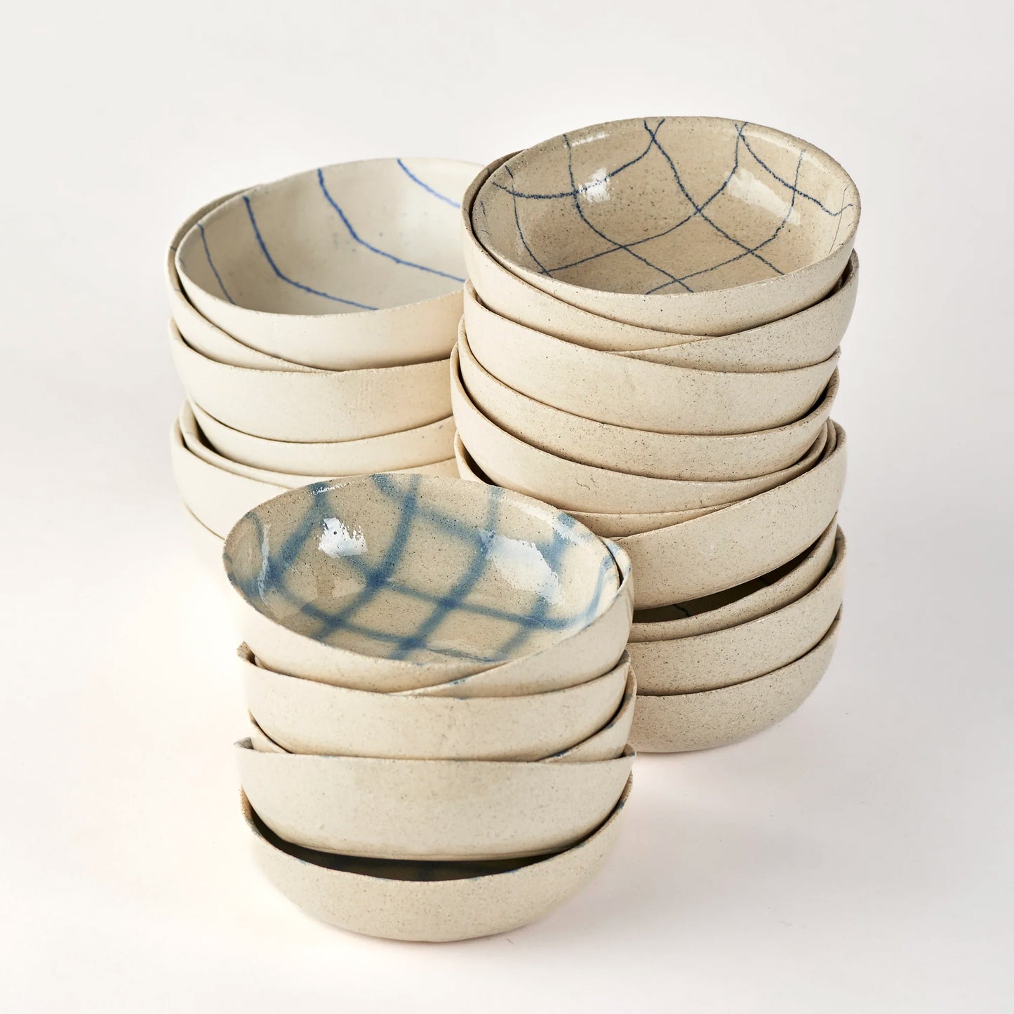 Blue fine-grained handmade soup bowl