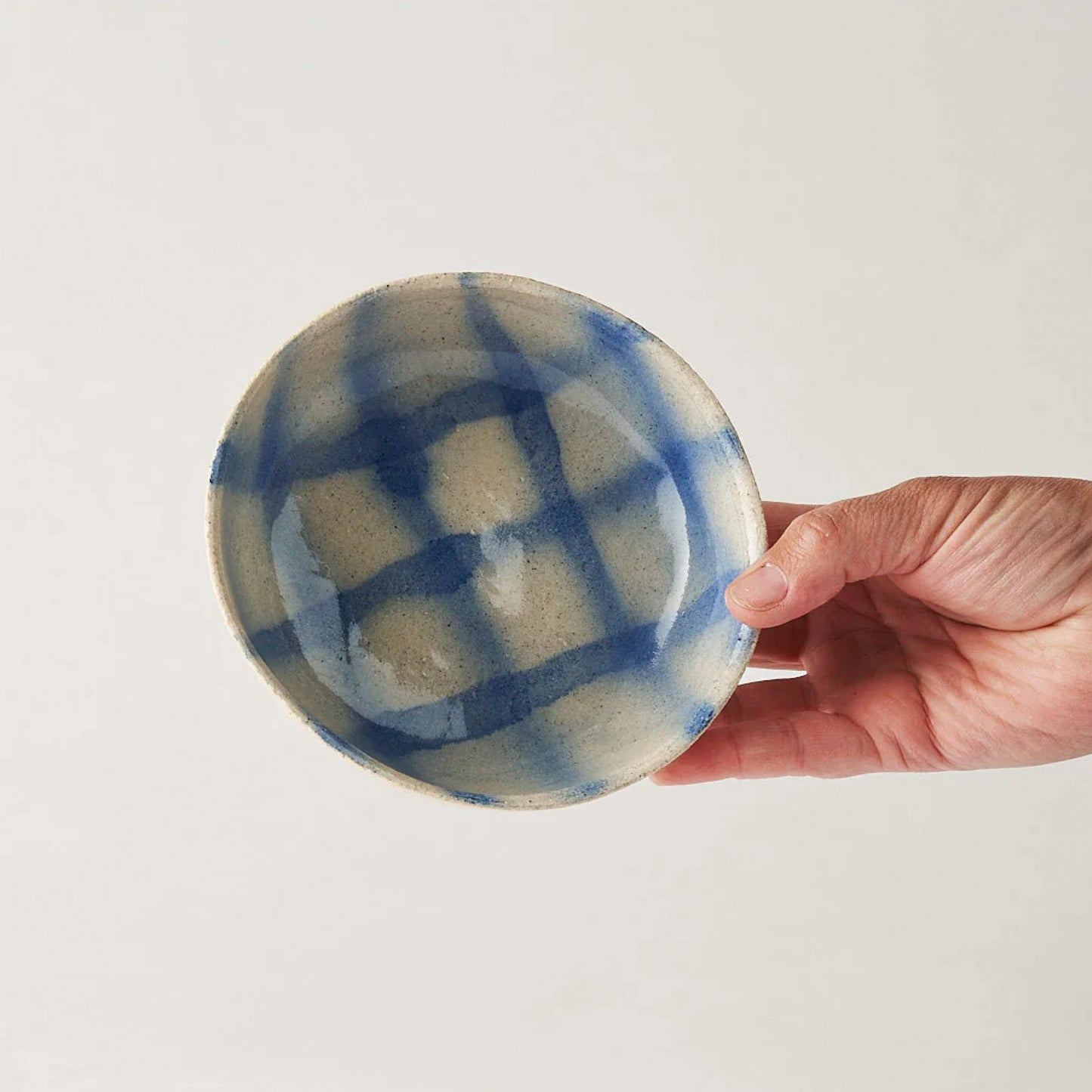 Blue fine-grained handmade soup bowl