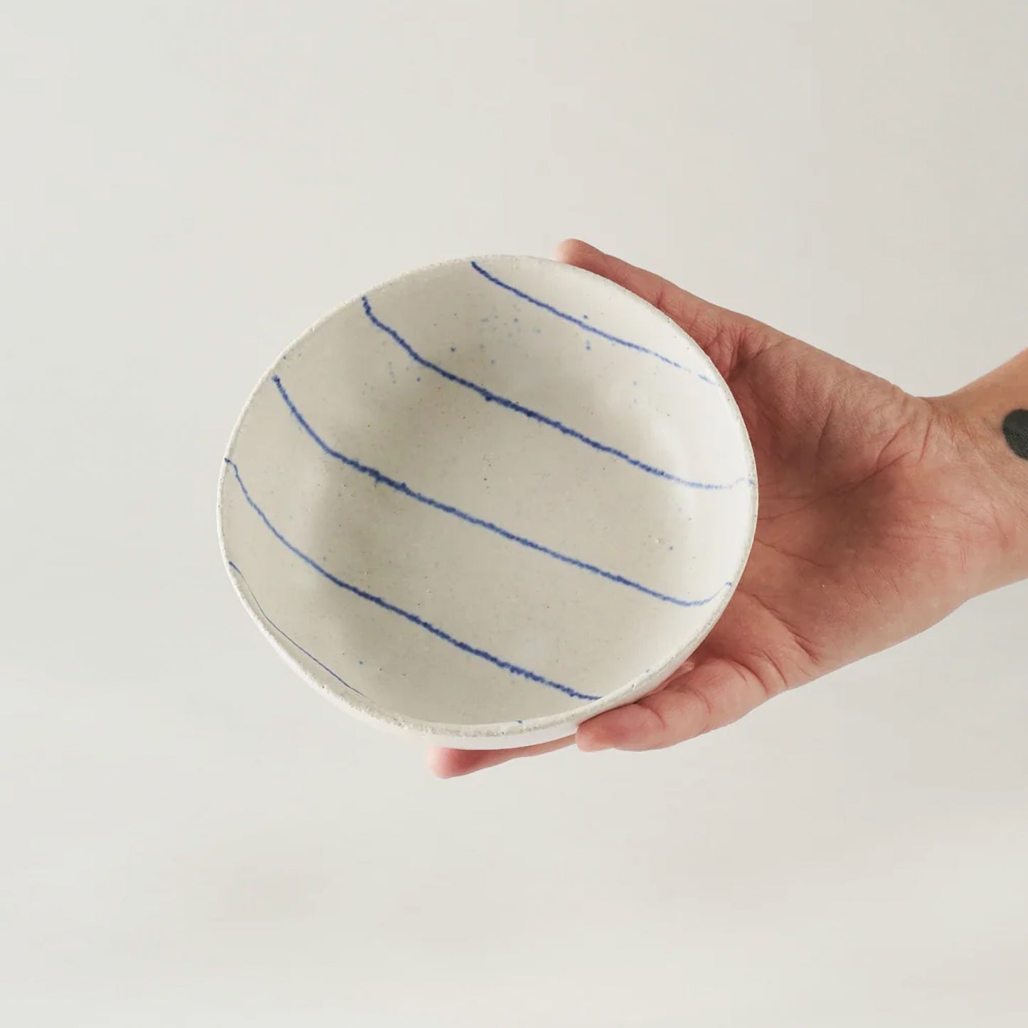 Blue fine-grained handmade soup bowl