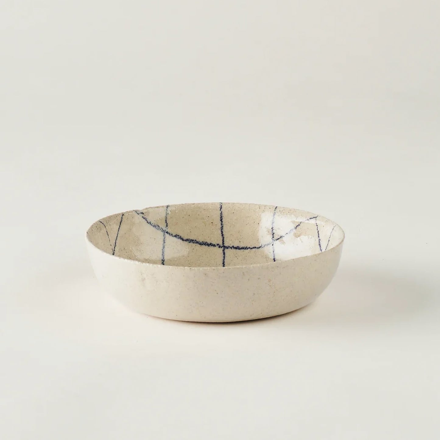 Blue fine-grained handmade soup bowl
