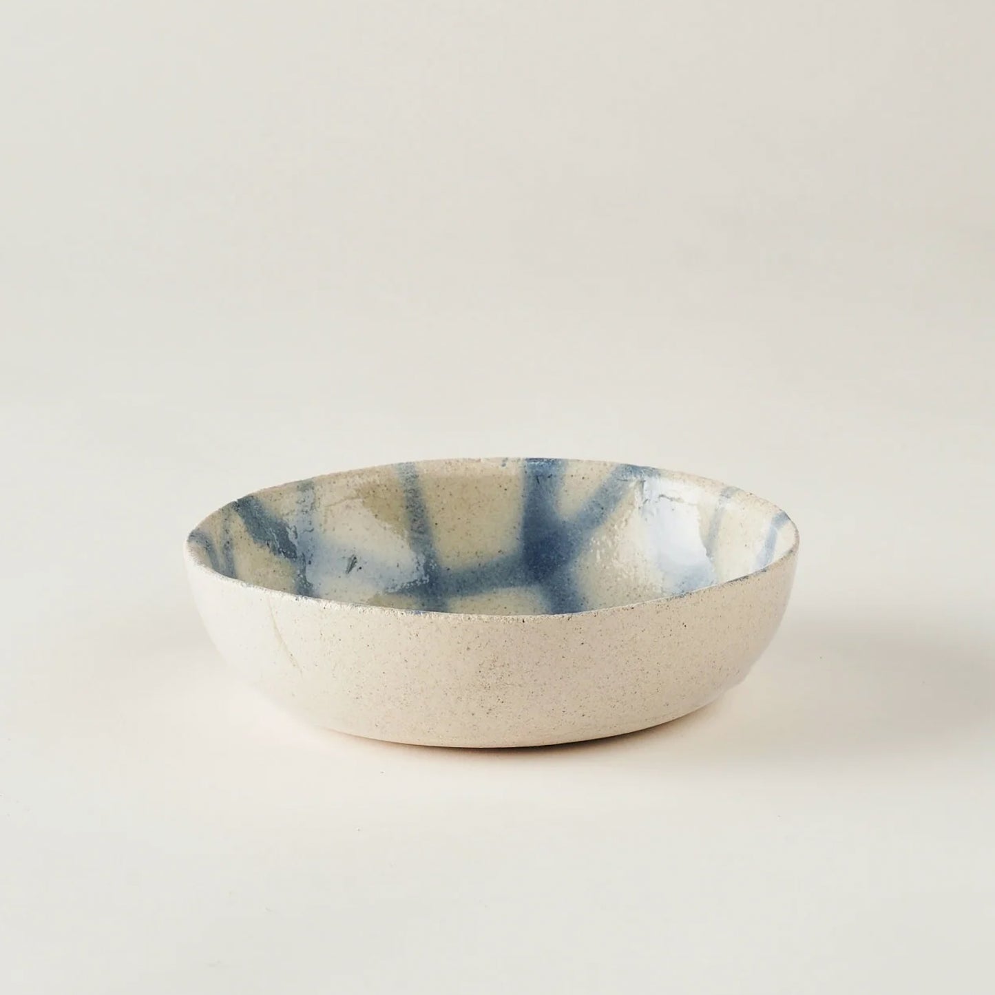 Blue fine-grained handmade soup bowl