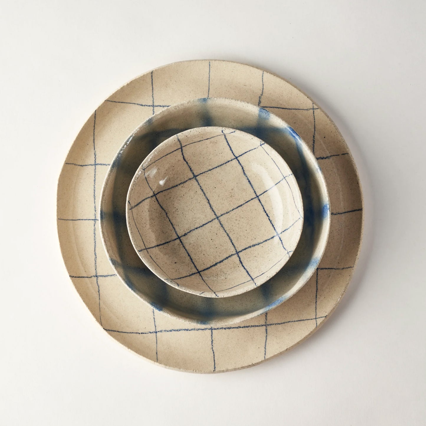 Blue fine-grained handmade soup bowl