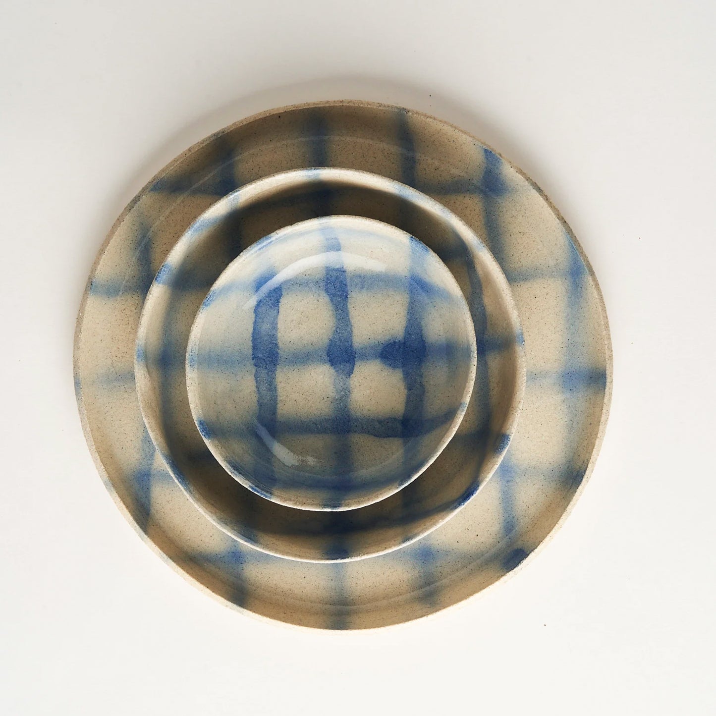 Blue fine-grained handmade soup bowl