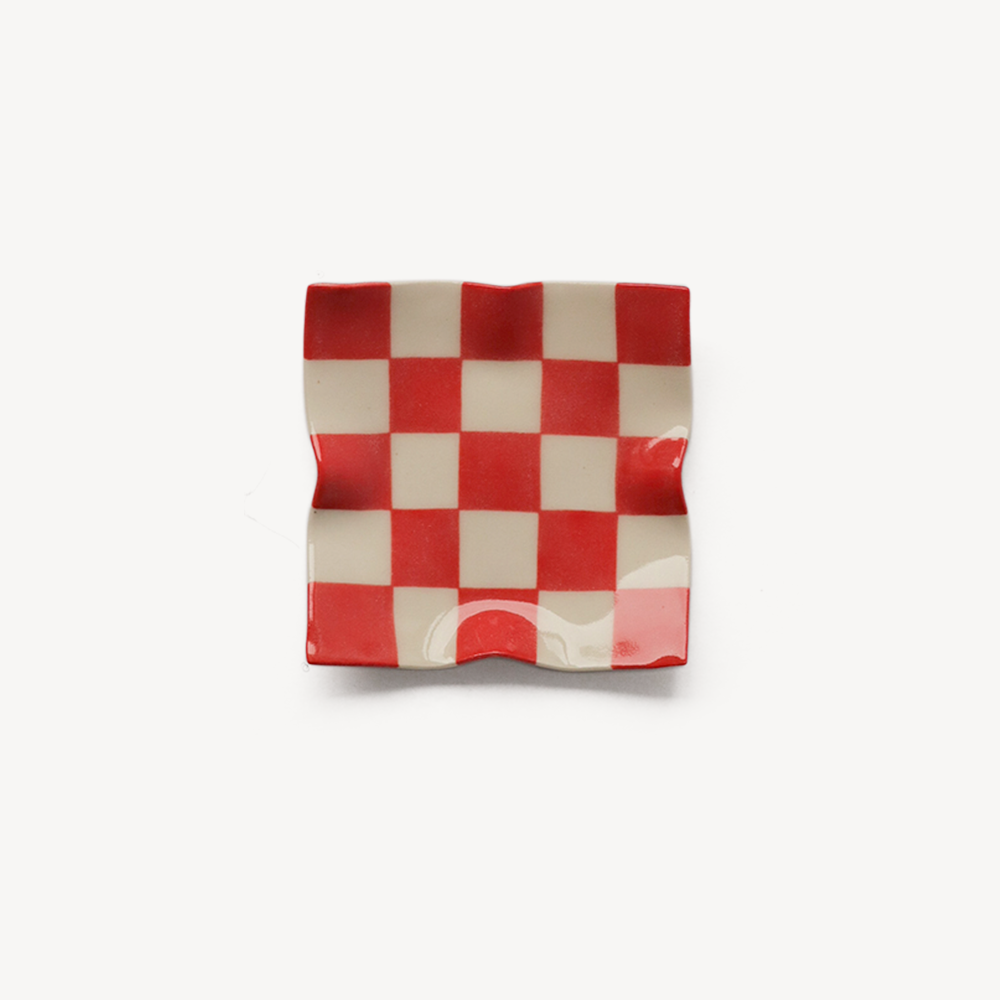 棋盤格 手作手帕盤