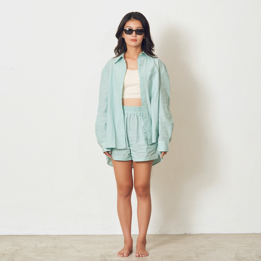 PAJAMAS TO GO pure cotton pajamas set - Mint Forest