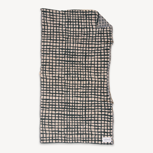 Green plaid organic cotton bath towel