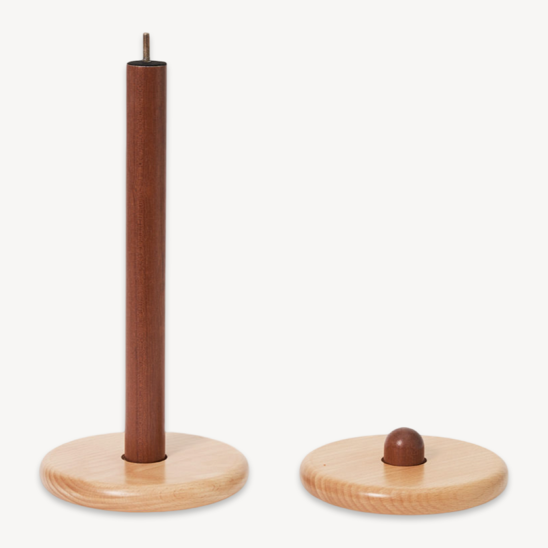 Round solid wood kitchen paper towel holder