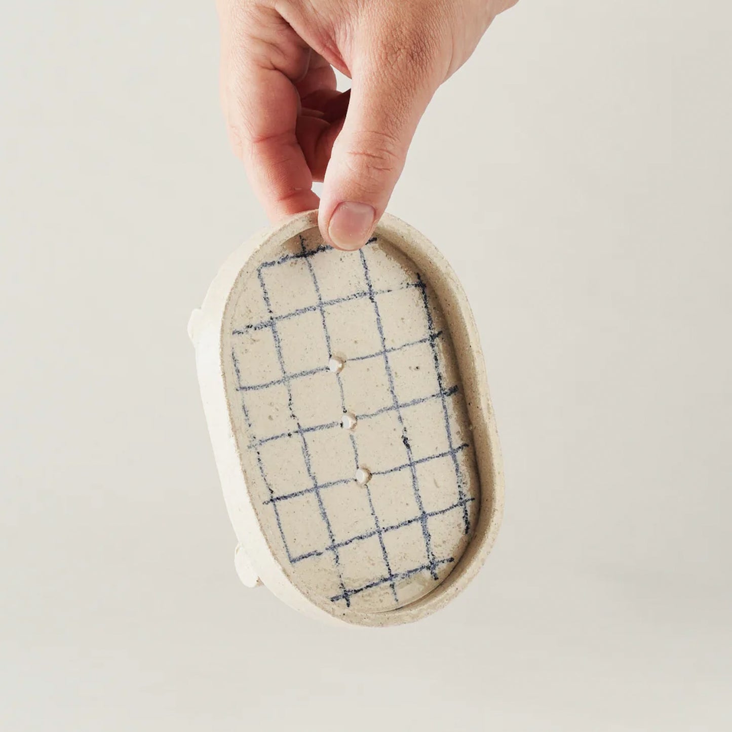 Blue fine-grained handmade soap dish
