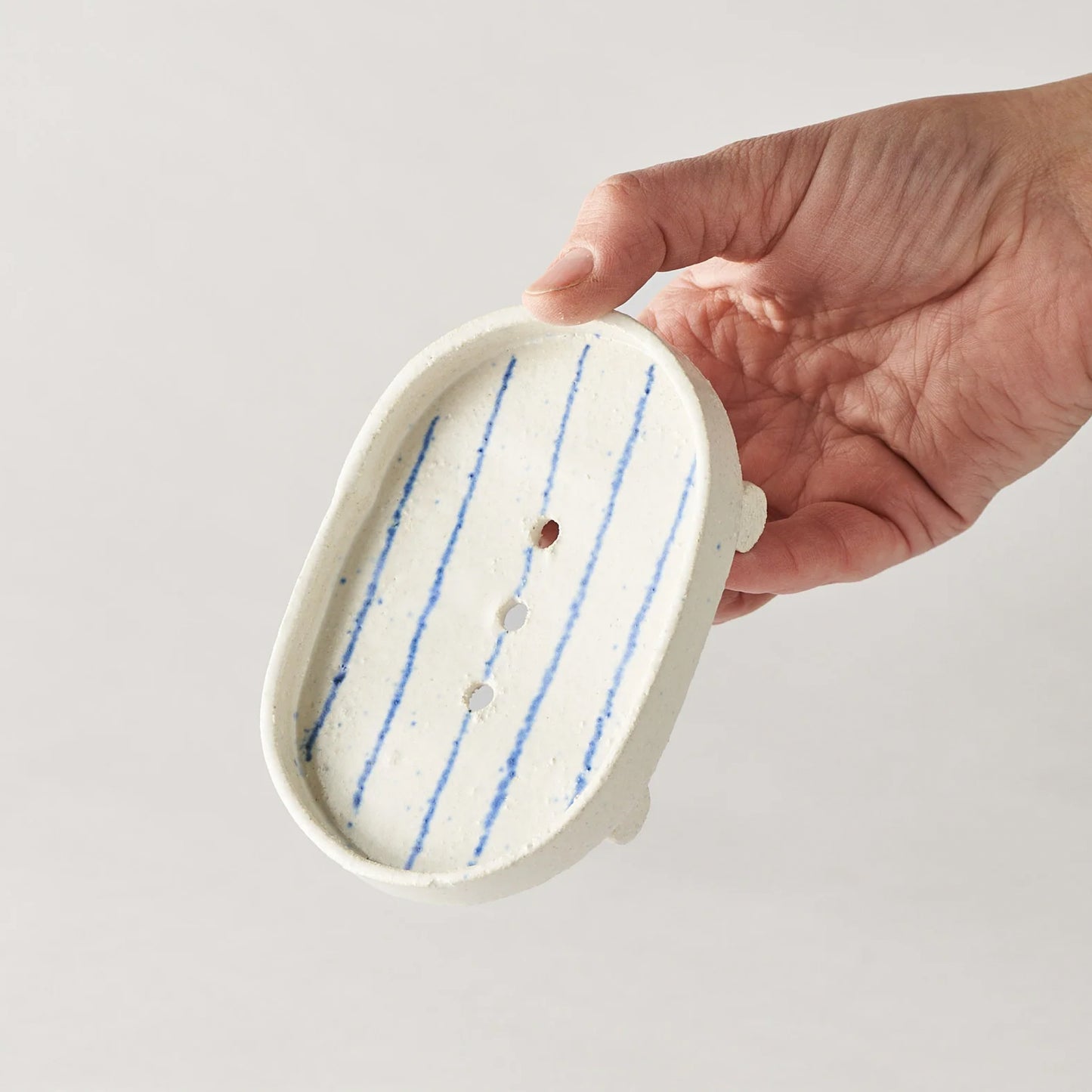 Blue fine-grained handmade soap dish