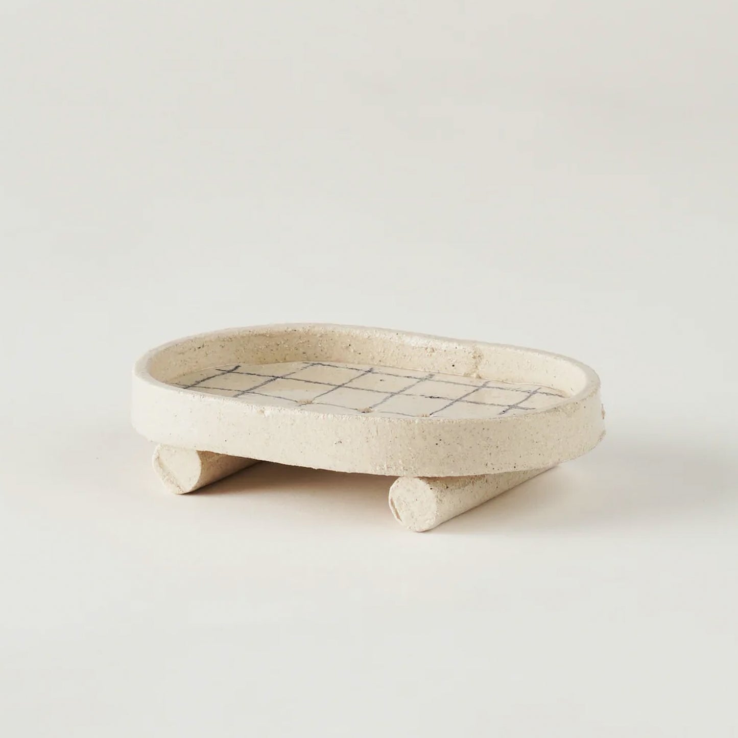 Blue fine-grained handmade soap dish