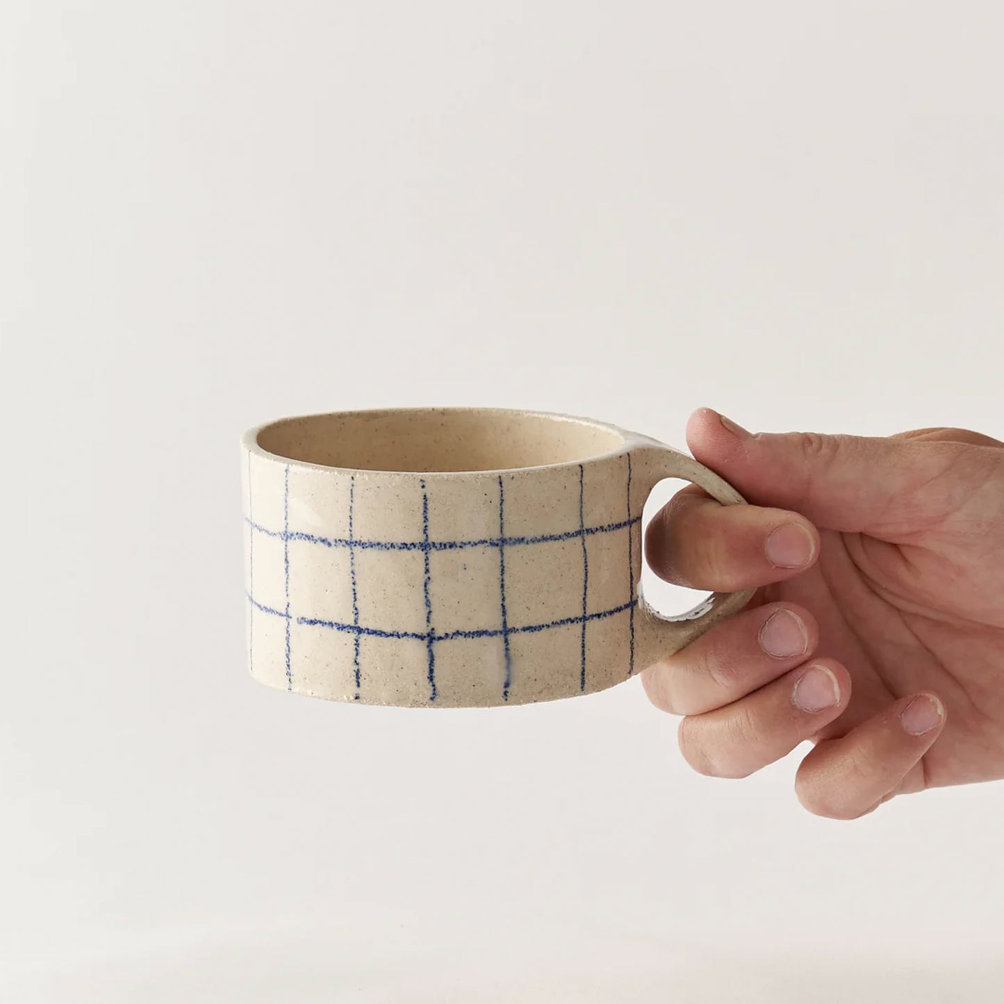 Blue fine-grained handmade coffee mug