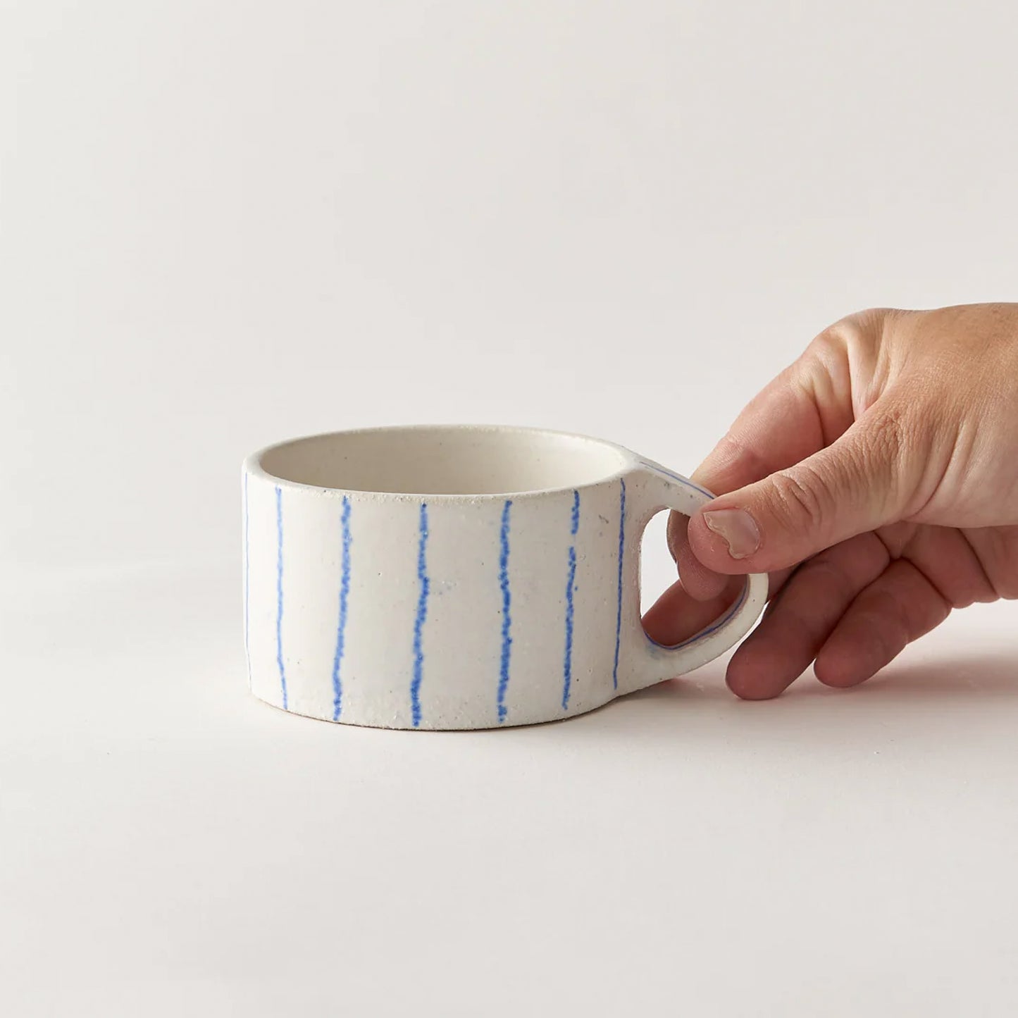 Blue fine-grained handmade coffee mug