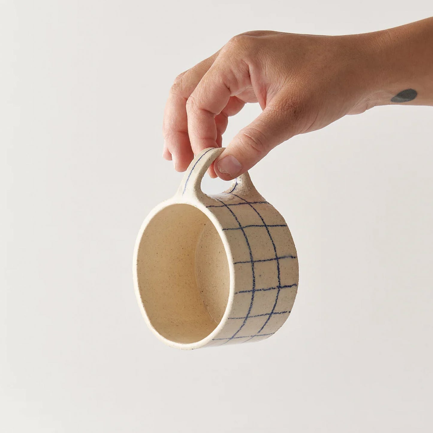 Blue fine-grained handmade coffee mug