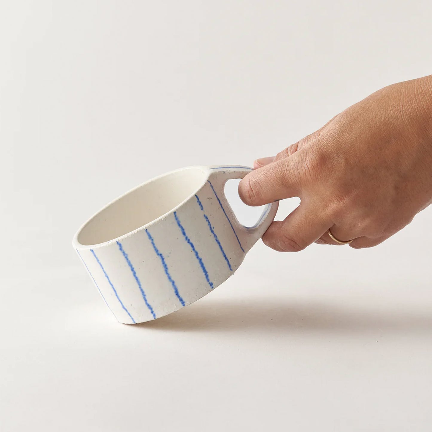 Blue fine-grained handmade coffee mug