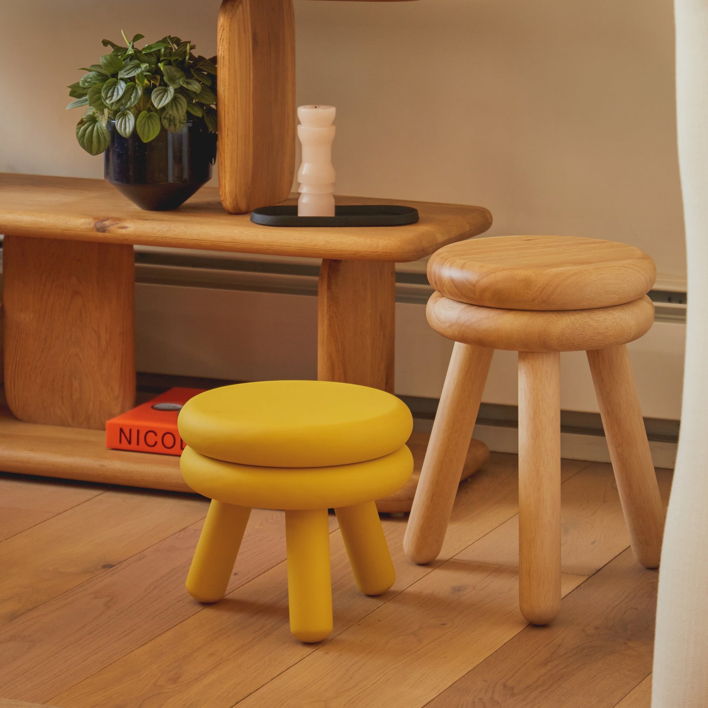 Pluma Stool solid wood chair and stool-high